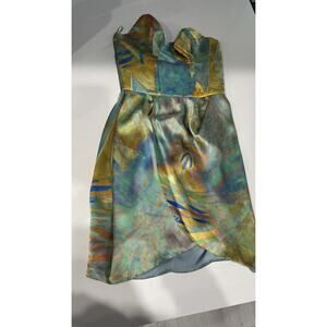 ANÍMALE 100% silk strapless mini dress with print Made in Brazil. Size 36 / S